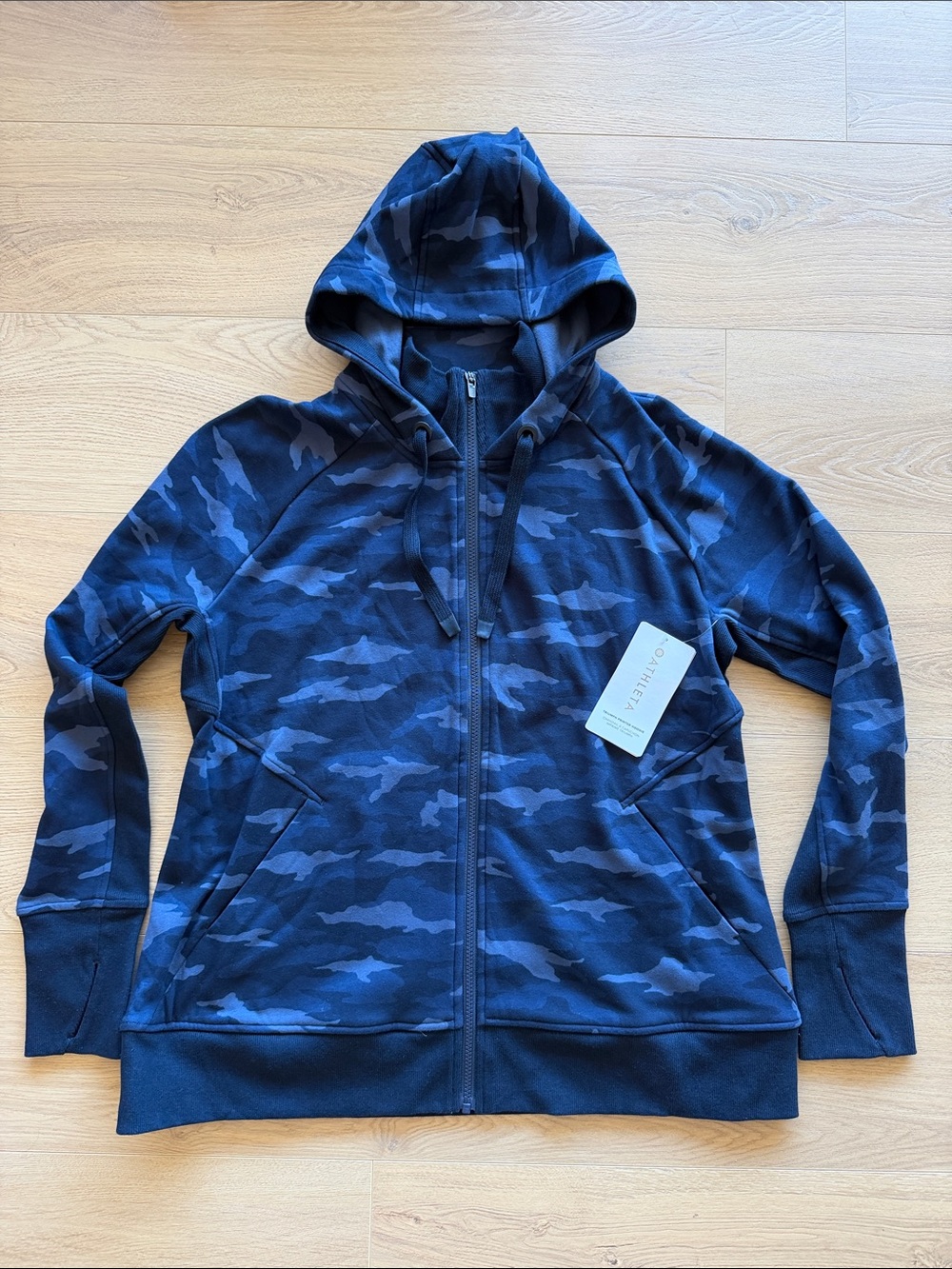 New Athleta Triumph Printed Hoodie Jacket - Camo Blue Plus Size 1X